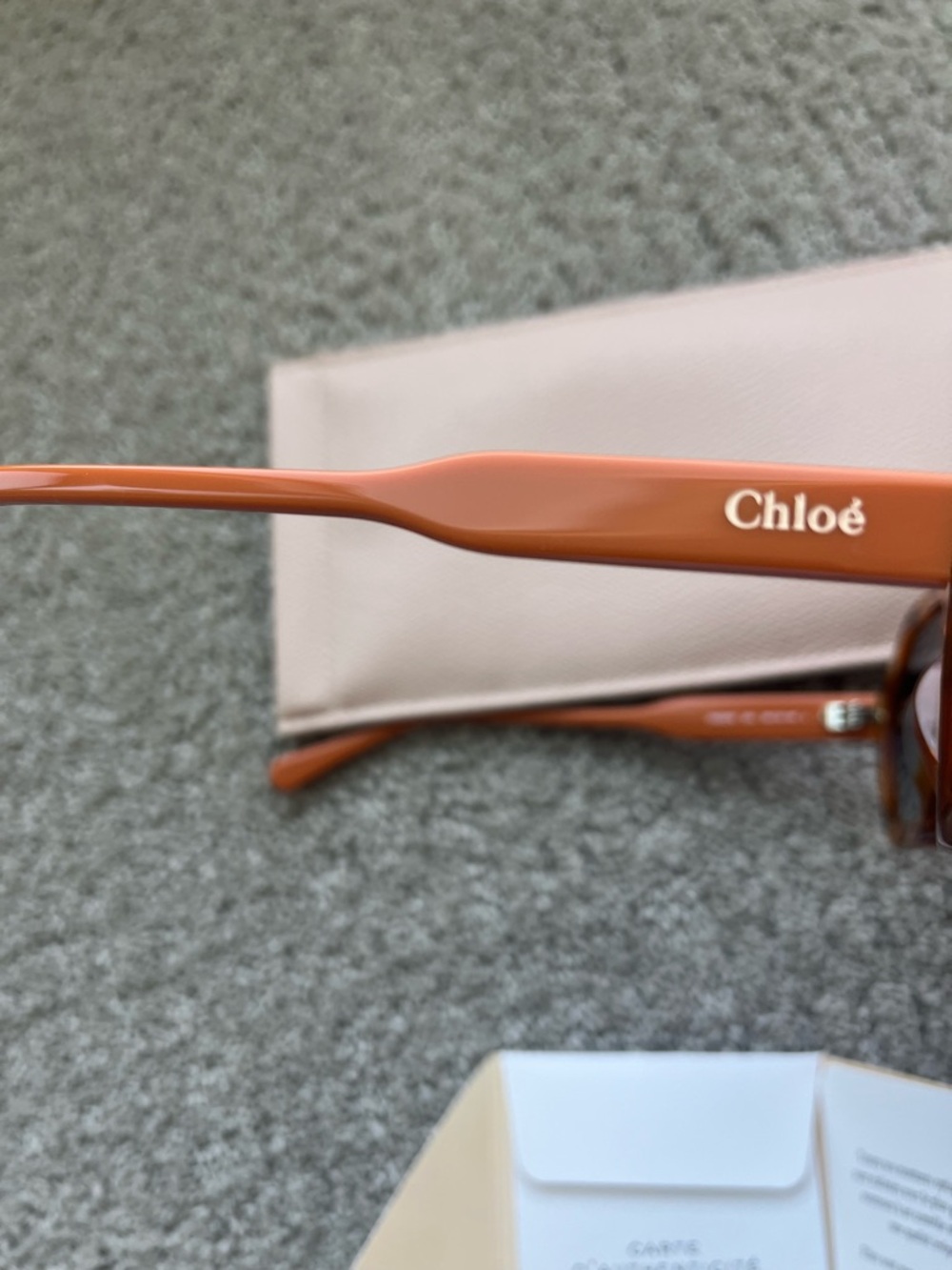 NWOT Chloe Orange Hexagon Frame Sunglasses case, cert of authenticity included - Picture 7 of 13